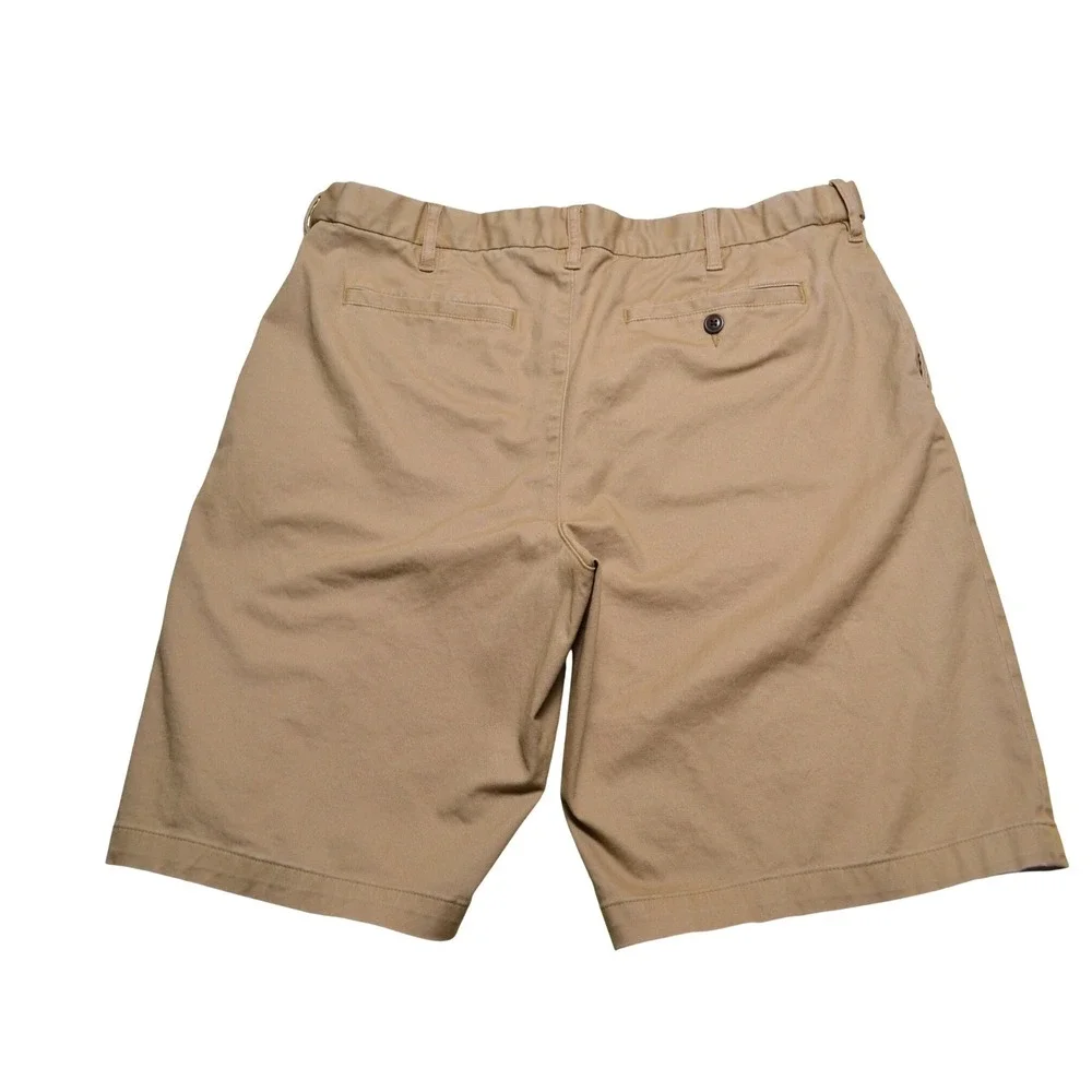 Lands' End Chino‎ Shorts Mens 38 Khaki Causal Traditional Fit Stretch Cotton